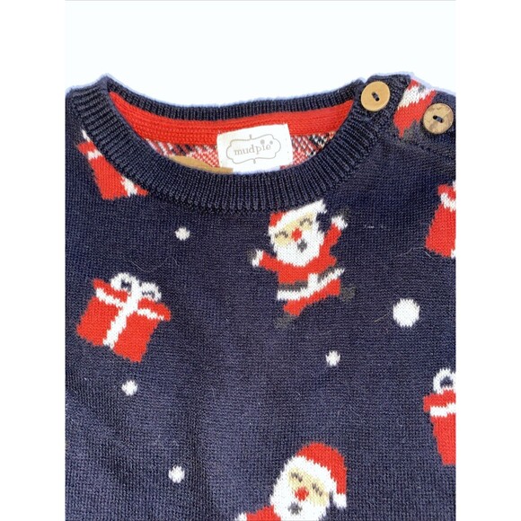 NWT Mud Pie Sweater Knit Romper Santa 6-9 Mos - Picture 3 of 5